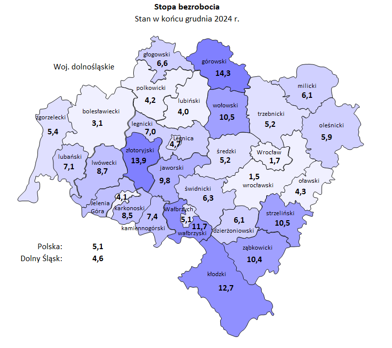 Zdjęcie artykułu Informacja o sytuacji na rynku pracy w woj. Dolnośląskim w Grudniu 2024 roku.