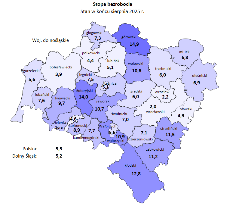 Zdjęcie artykułu Informacja o sytuacji na rynku pracy w woj. Dolnośląskim w Sierpniu 2025 roku.