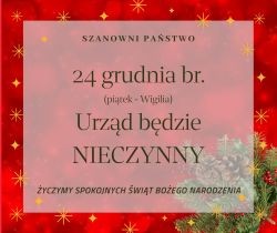 Zdjęcie artykułu 24 grudnia 2021 Urząd będzie nieczynny