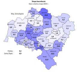 Zdjęcie artykułu Informacja o sytuacji na rynku pracy w woj. Dolnośląskim w maju 2019 roku.